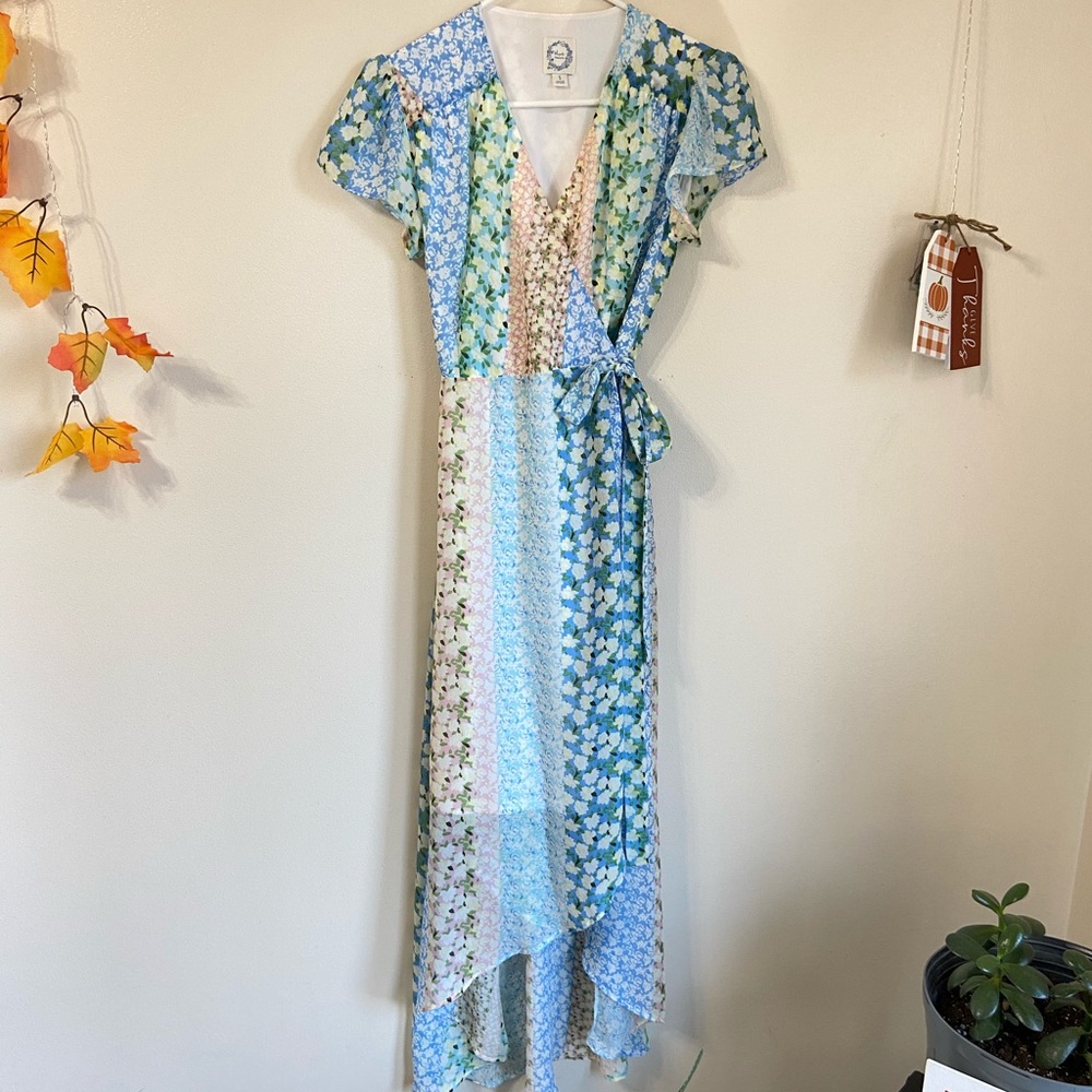 Blue Rain High-Low Wrap Dress - Sz S - used like new!